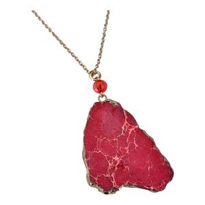 New Spring Street Necklace Semi Precious Stone Gilt Signed 10H